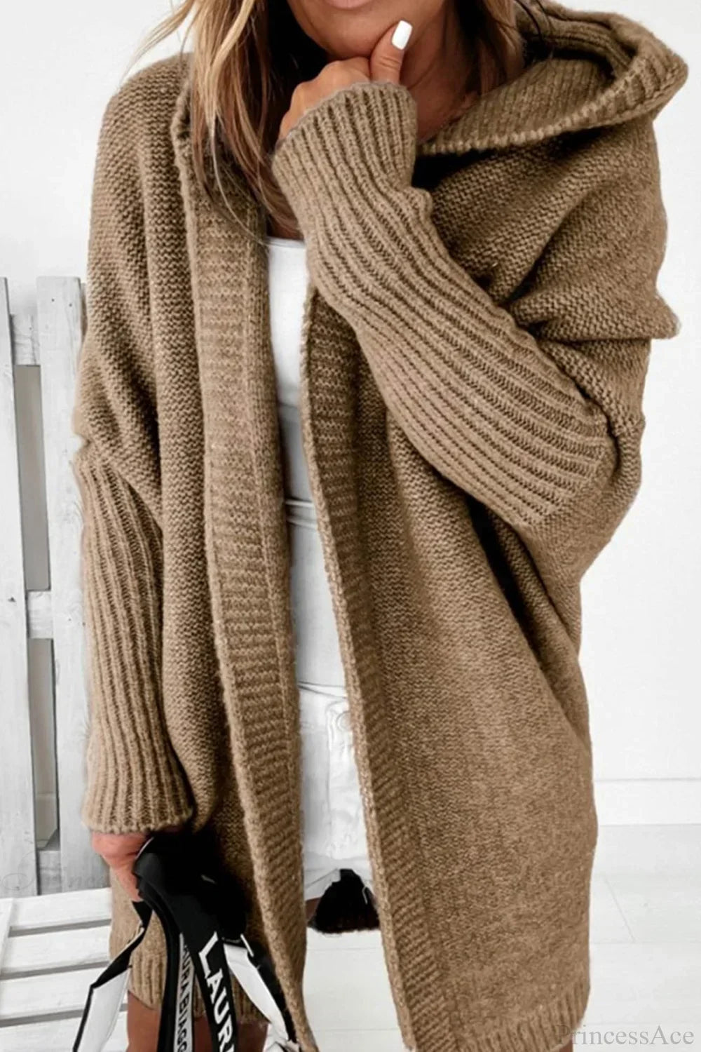 Women's Oversized Hooded Open Front Knit Cardigan