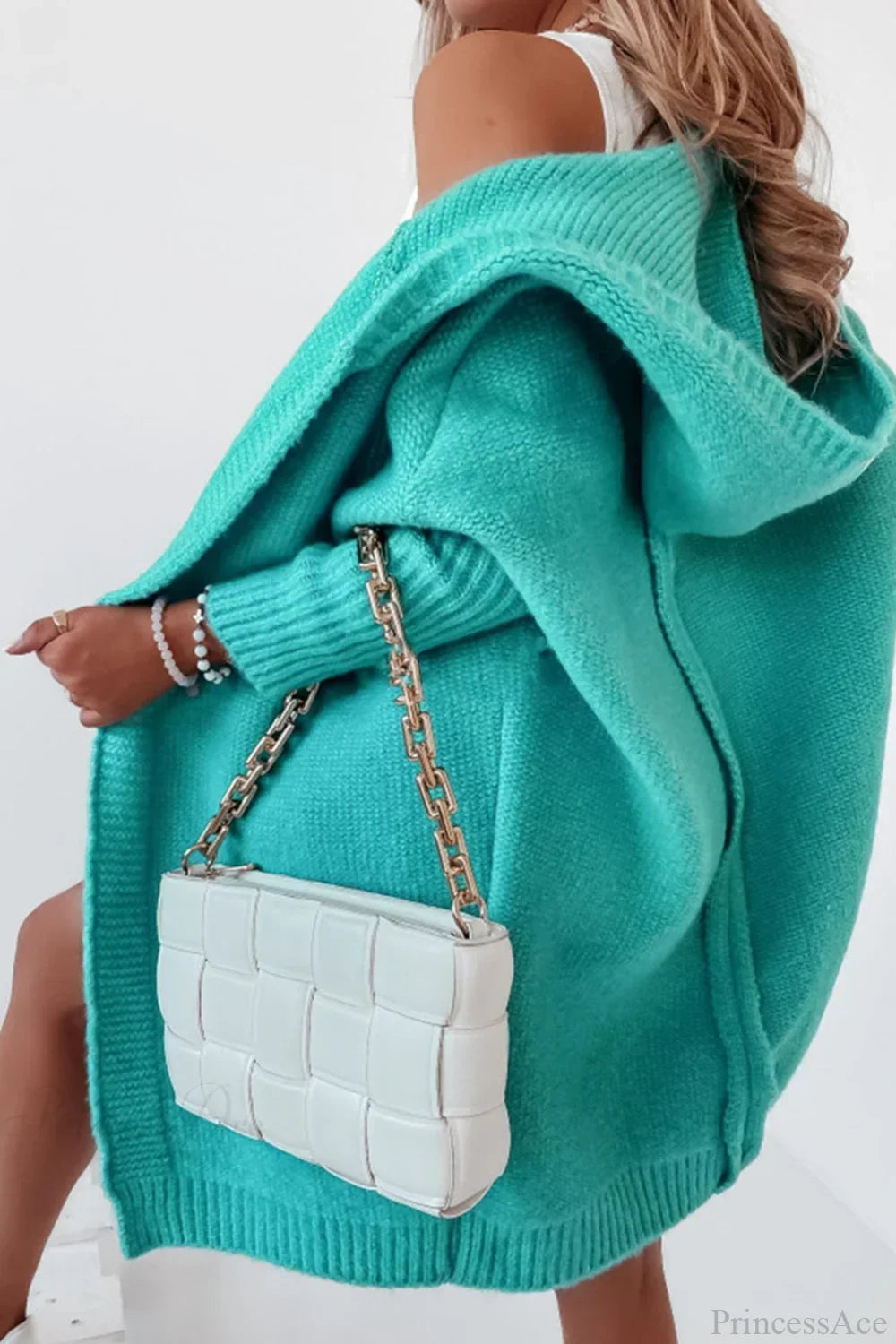 Women's Oversized Hooded Open Front Knit Cardigan