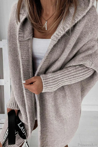 Women's Oversized Hooded Open Front Knit Cardigan