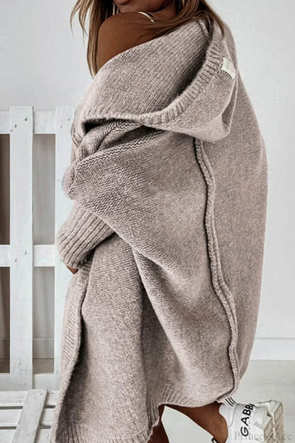 Women's Oversized Hooded Open Front Knit Cardigan