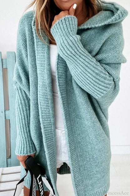 Women's Oversized Hooded Open Front Knit Cardigan