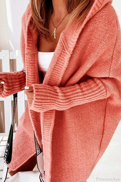 Women's Oversized Hooded Open Front Knit Cardigan