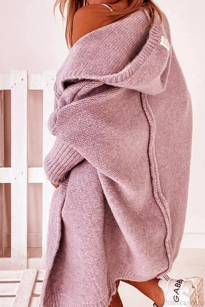 Women's Oversized Hooded Open Front Knit Cardigan