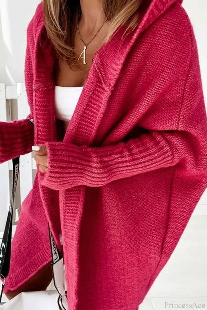 Women's Oversized Hooded Open Front Knit Cardigan