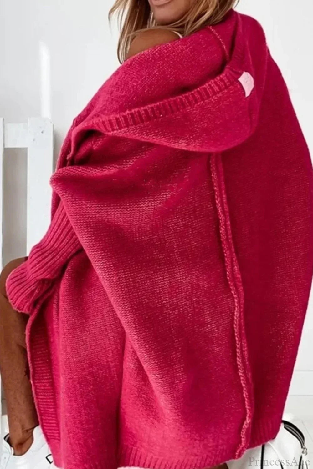 Women's Oversized Hooded Open Front Knit Cardigan
