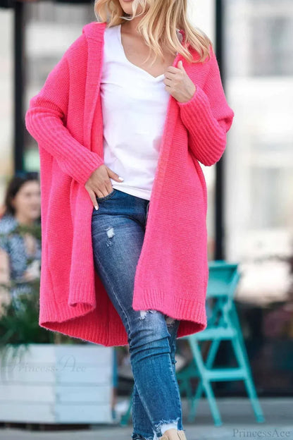 Women's Oversized Hooded Open Front Knit Cardigan