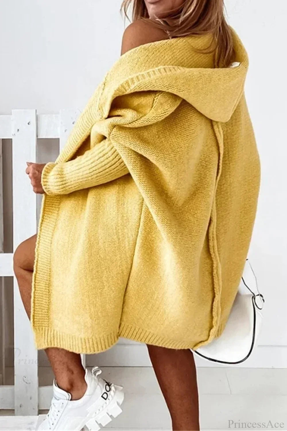 Women's Oversized Hooded Open Front Knit Cardigan