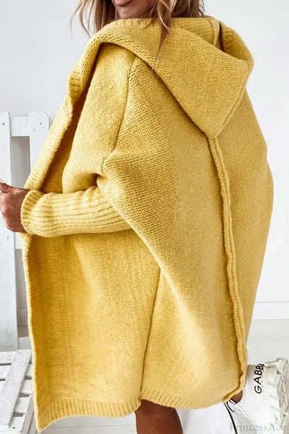 Women's Oversized Hooded Open Front Knit Cardigan