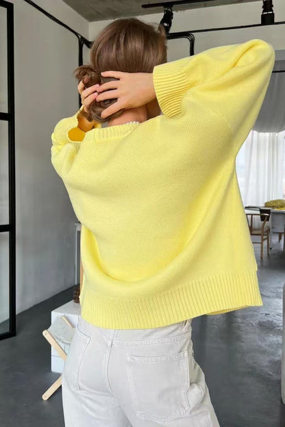 Women's Oversized Knit Cardigan With Patch Pockets