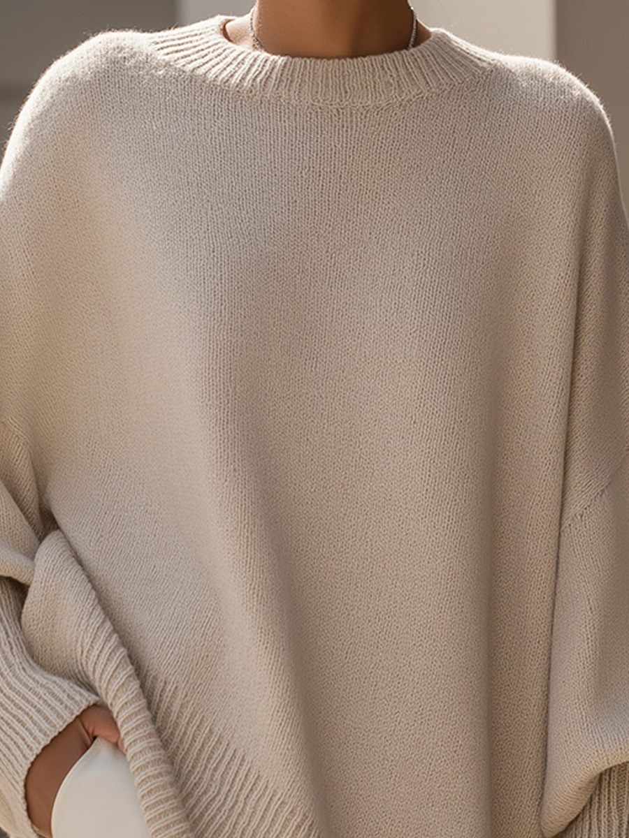 Women's Oversized Knit Poncho Jumper with Batwing Sleeves