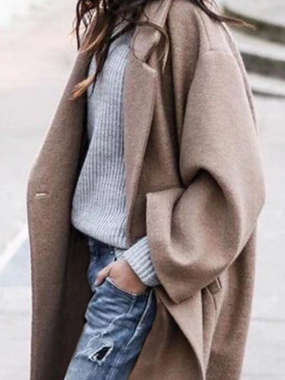 Women's Oversized Long Winter Coat with Wide Sleeves