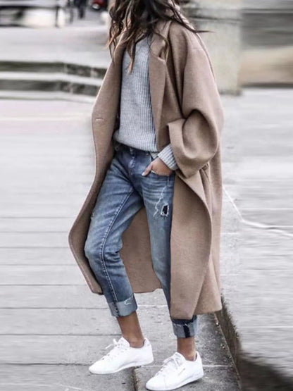 Women's Oversized Long Winter Coat with Wide Sleeves