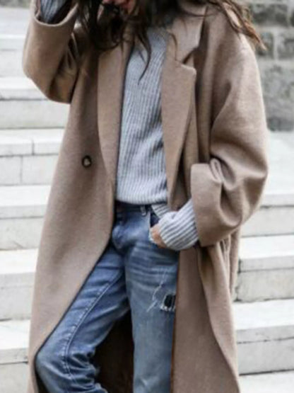 Women's Oversized Long Winter Coat with Wide Sleeves