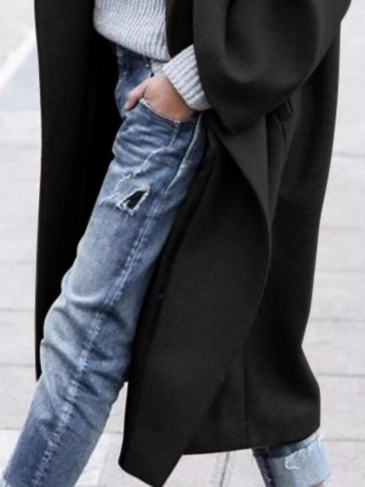 Women's Oversized Long Winter Coat with Wide Sleeves