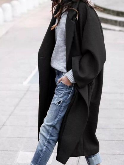Women's Oversized Long Winter Coat with Wide Sleeves
