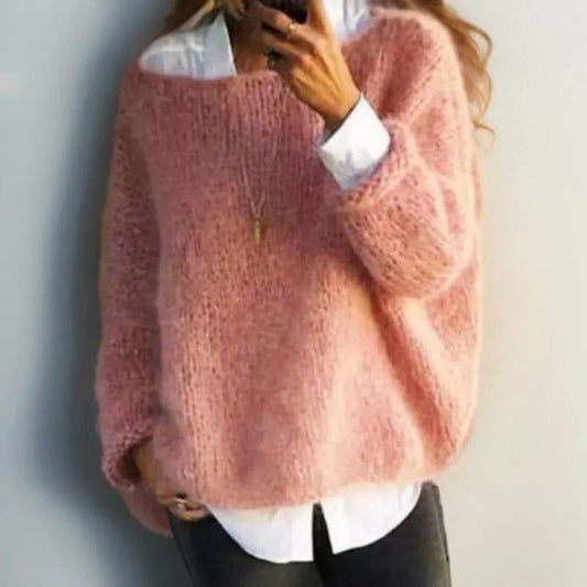 Women's Oversized Mohair Blend Knit Sweater Jumper