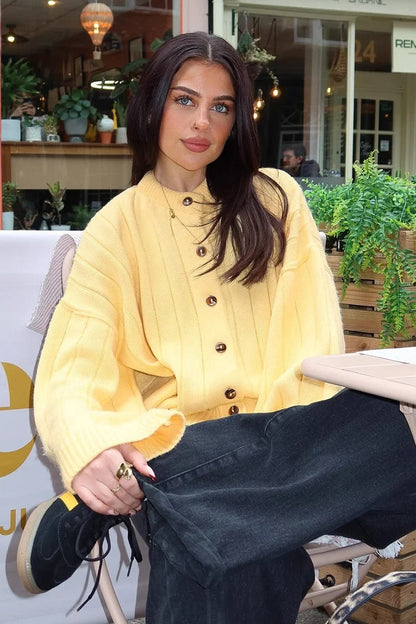 Women's Oversized Ribbed Crew Neck Cardigan