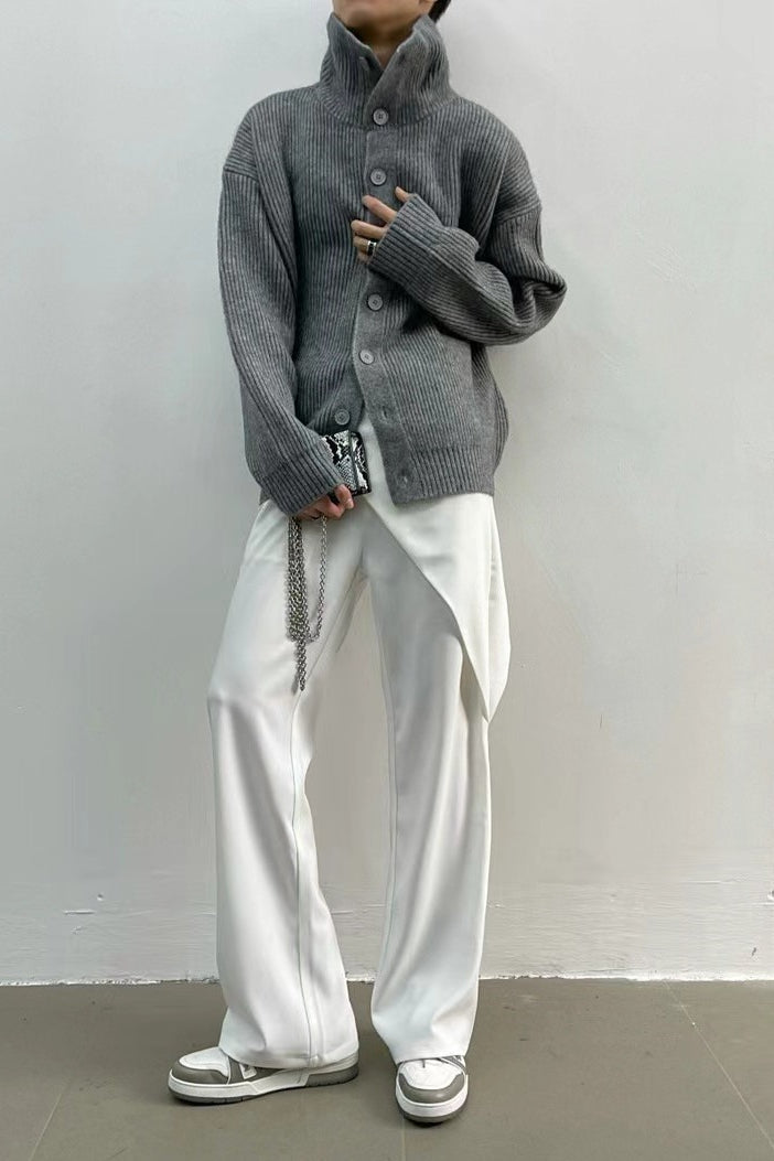 Women's Oversized Ribbed High Neck Cardigan