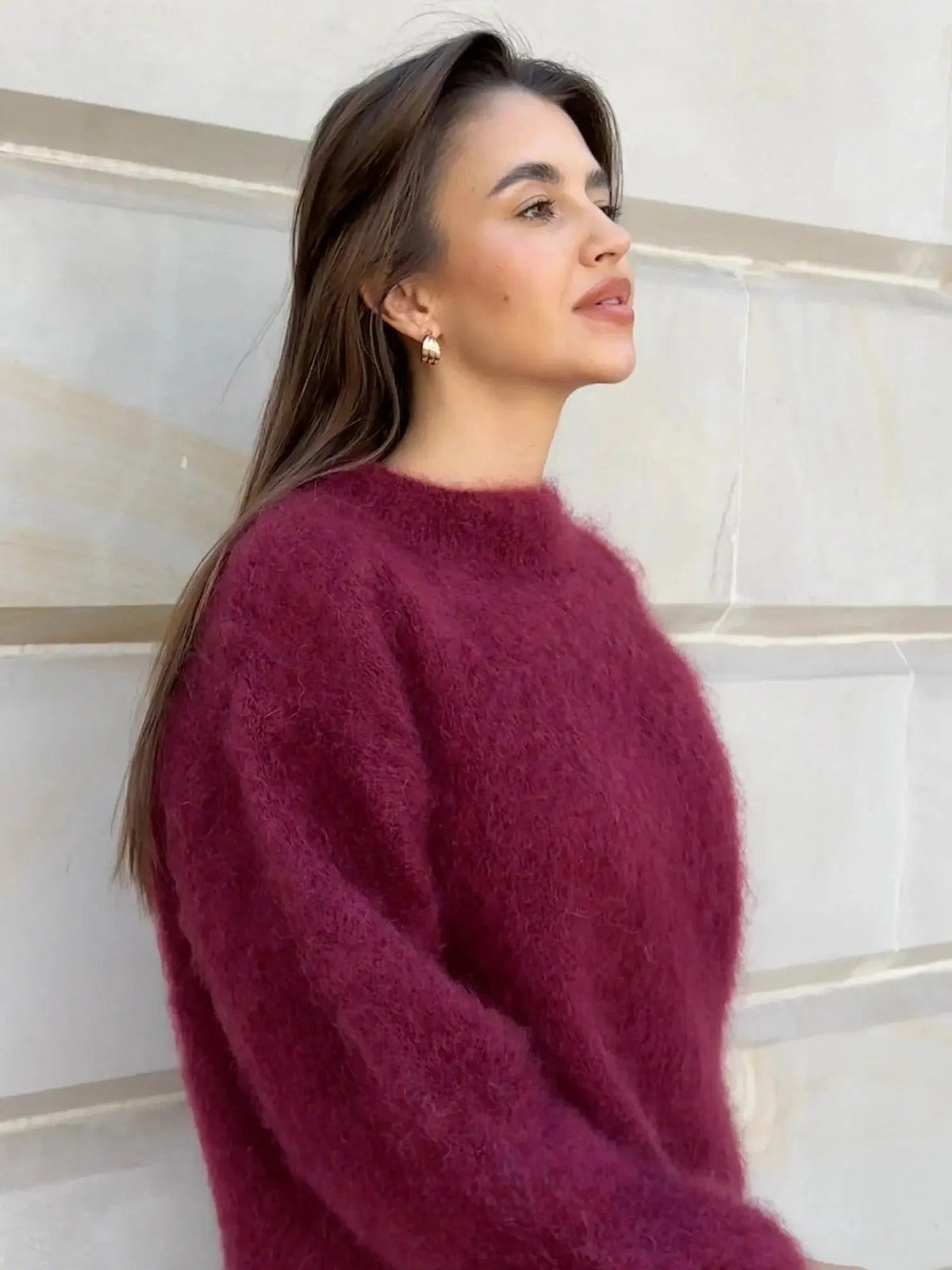 Women's Oversized Textured Crew Neck Jumper