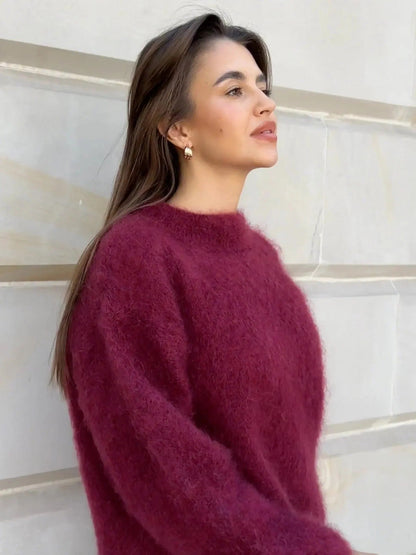 Women's Oversized Textured Crew Neck Jumper