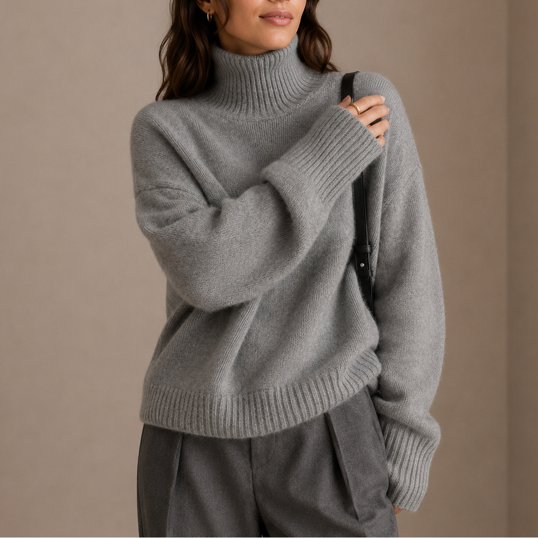 Women's Oversized Turtleneck Jumper in a Soft Relaxed Knit