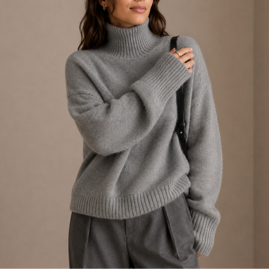 Women's Oversized Turtleneck Jumper in a Soft Relaxed Knit