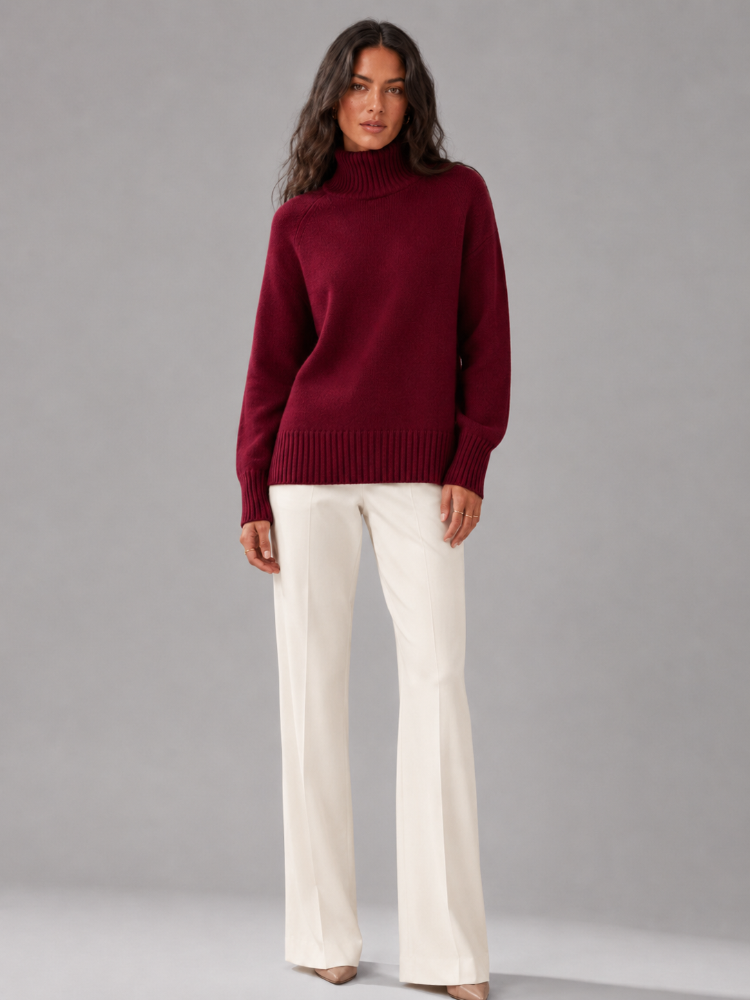 Women's Oversized Turtleneck Knit Sweater
