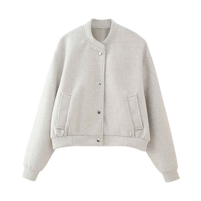 Women's Oversized Wool Blend Bomber Jacket