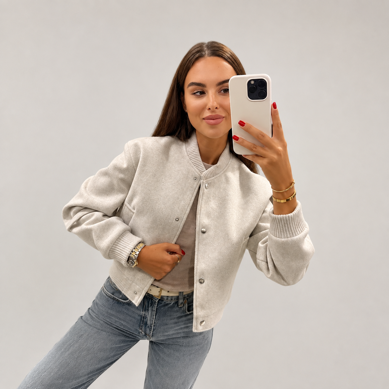 Women's Oversized Wool Blend Bomber Jacket