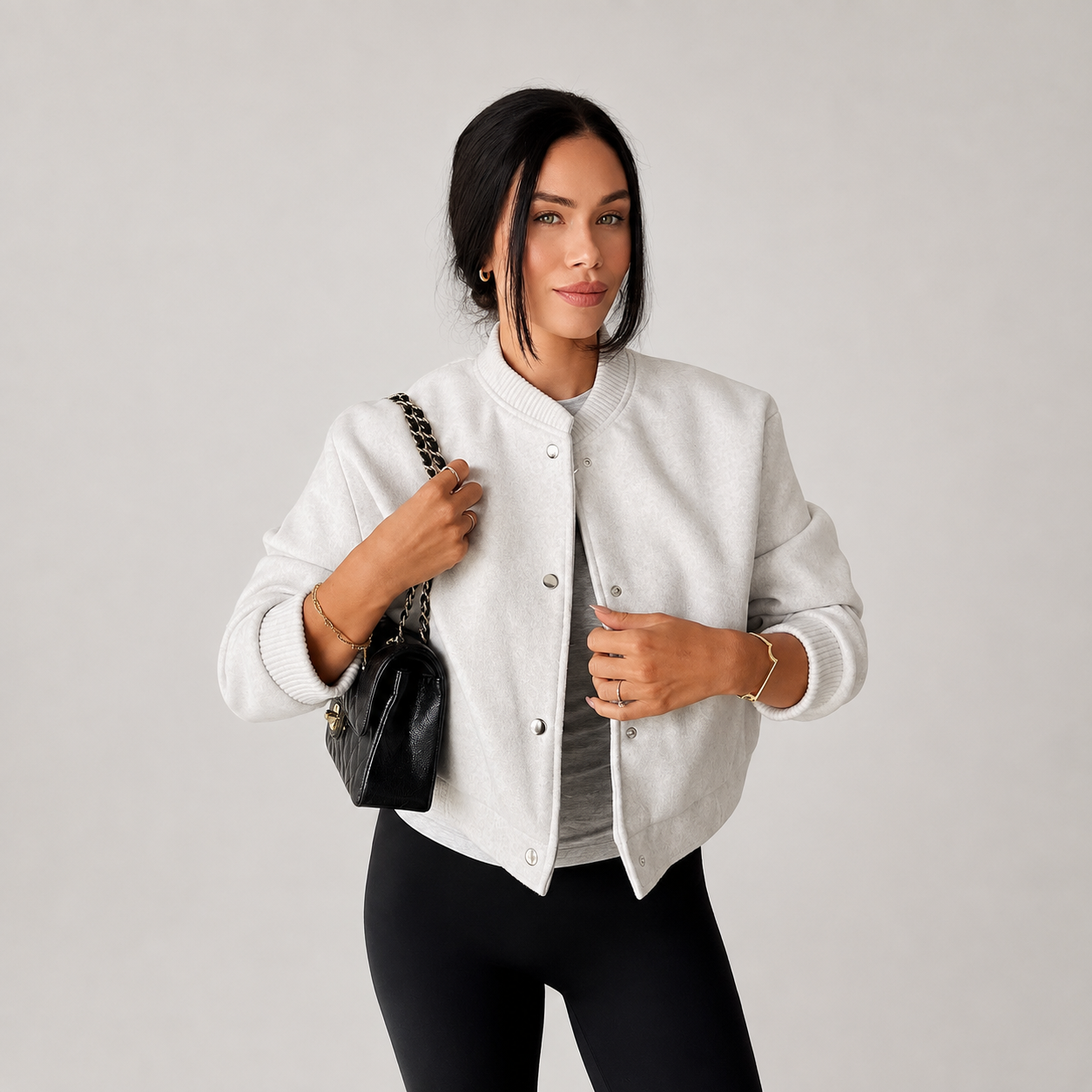 Women's Oversized Wool Blend Bomber Jacket
