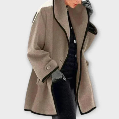 Women's Oversized Wool Swing Coat with Contrast Trim