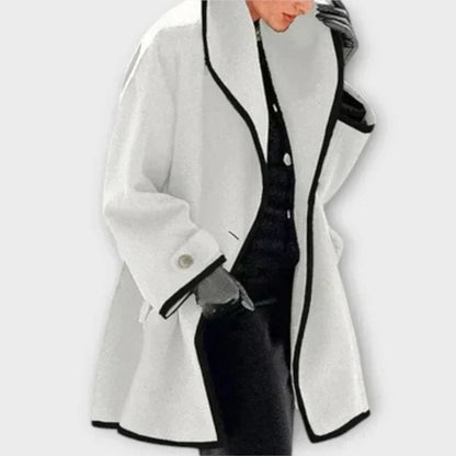 Women's Oversized Wool Swing Coat with Contrast Trim