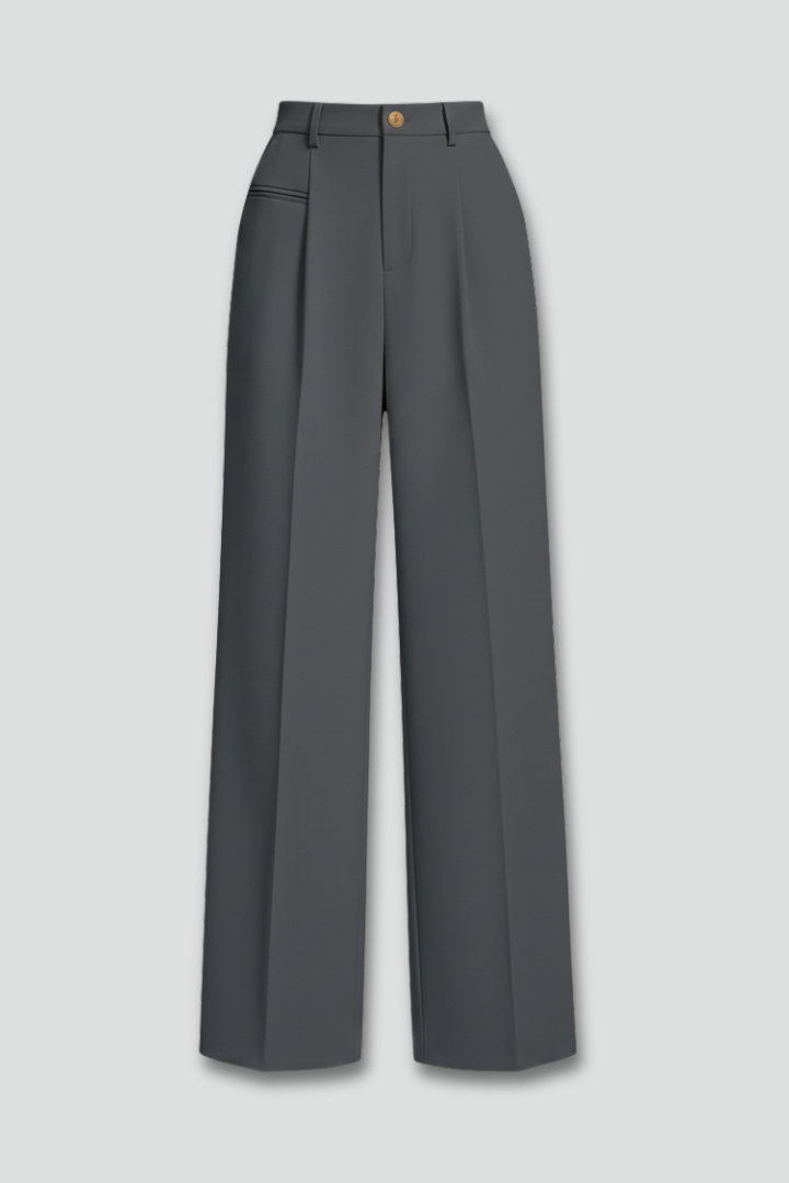 Women's Wide Leg Palazzo Trousers with Front Pleats and Back Pockets