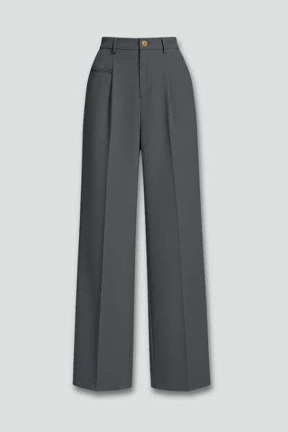Women's Wide Leg Palazzo Trousers with Front Pleats and Back Pockets