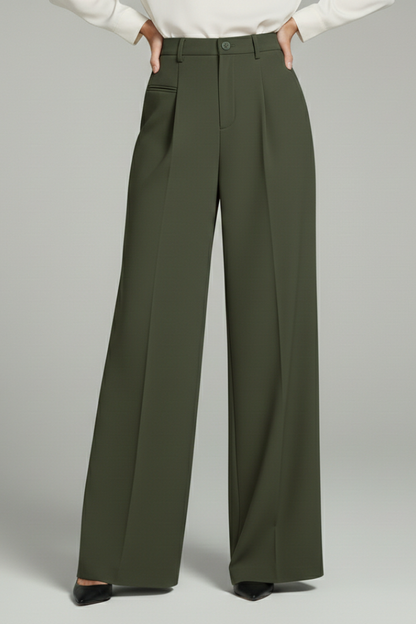 Women's Wide Leg Palazzo Trousers with Front Pleats and Back Pockets