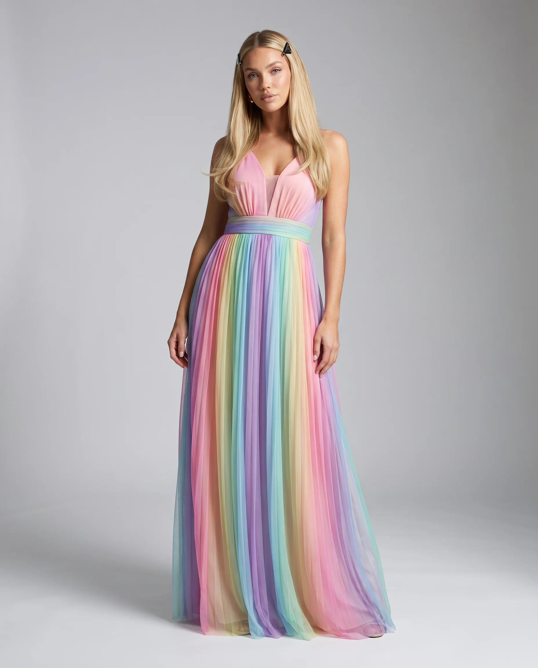 Women's Pastel Rainbow Maxi Dress