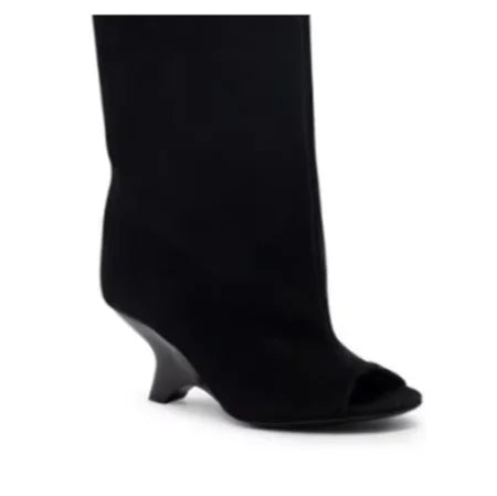 Women's Peep Toe Knee High Block Heel Boots