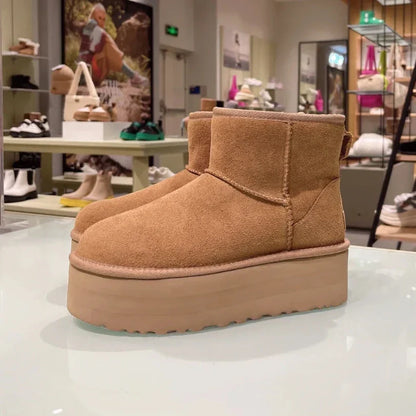 Women's Platform Ankle Boots with Sheepskin Lining