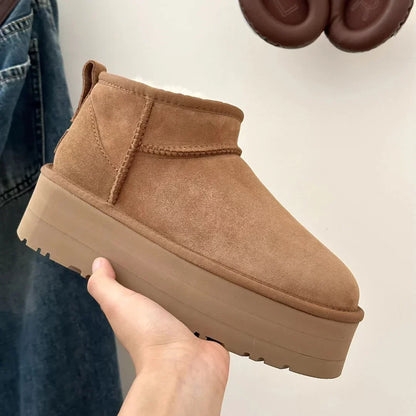 Women's Platform Ankle Boots with Sheepskin Lining