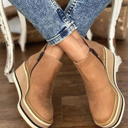 Women's Platform Wedge Chelsea Boots with Elastic Side Panels