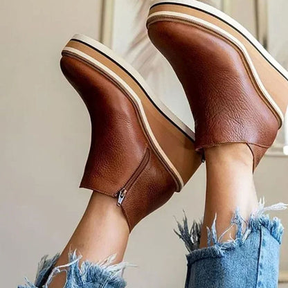 Women's Platform Wedge Chelsea Boots with Elastic Side Panels