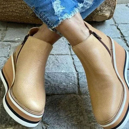 Women's Platform Wedge Chelsea Boots with Elastic Side Panels