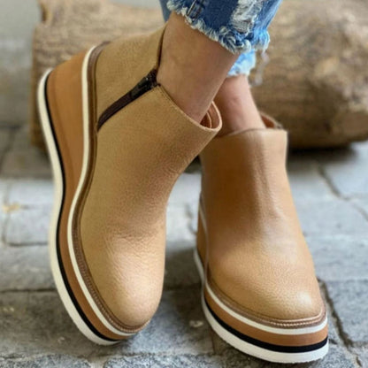 Women's Platform Wedge Chelsea Boots with Elastic Side Panels