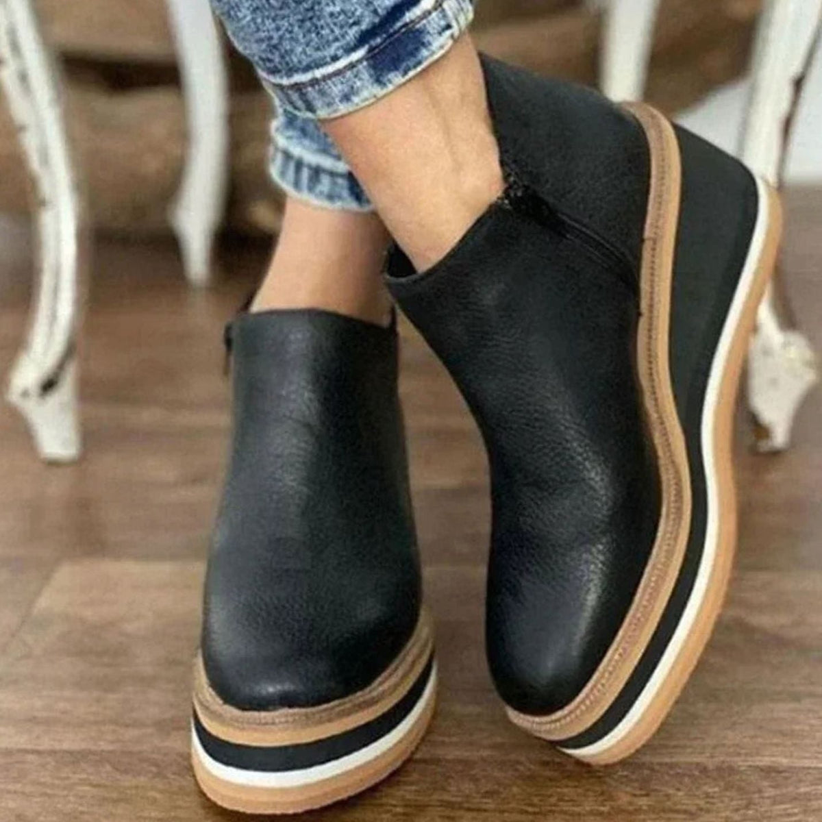Women's Platform Wedge Chelsea Boots with Elastic Side Panels