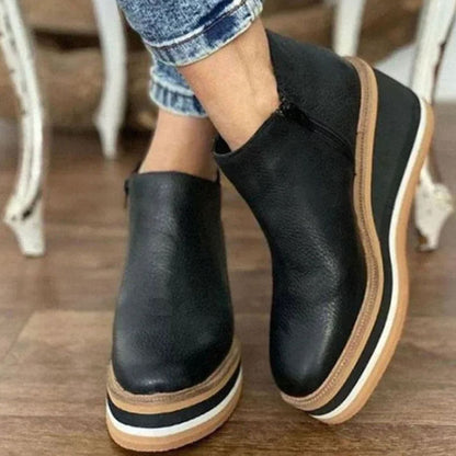 Women's Platform Wedge Chelsea Boots with Elastic Side Panels