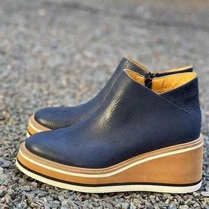 Women's Platform Wedge Chelsea Boots with Elastic Side Panels