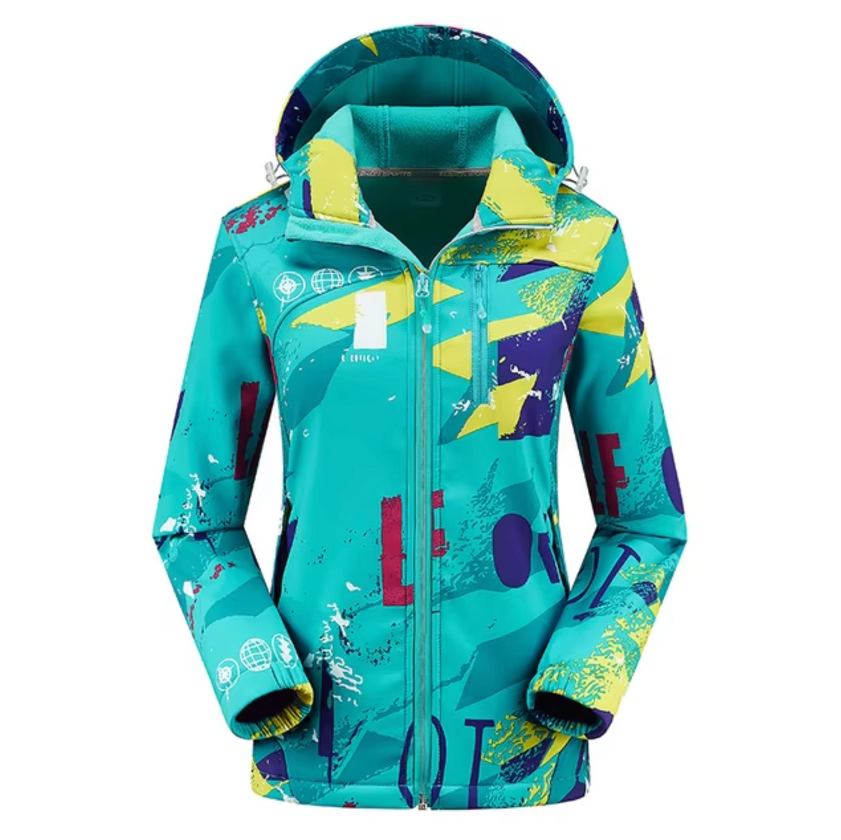 Women's Printed Hooded Softshell Jacket with Waterproof Finish