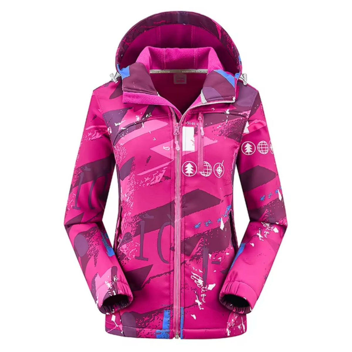 Women's Printed Hooded Softshell Jacket with Waterproof Finish