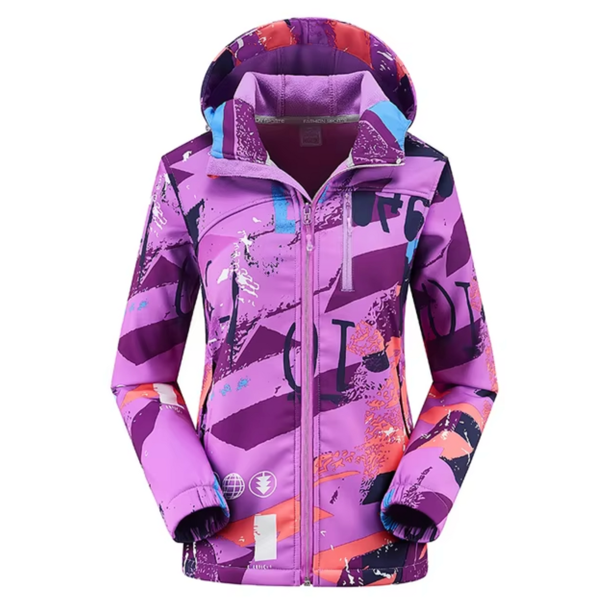 Women's Printed Hooded Softshell Jacket with Waterproof Finish