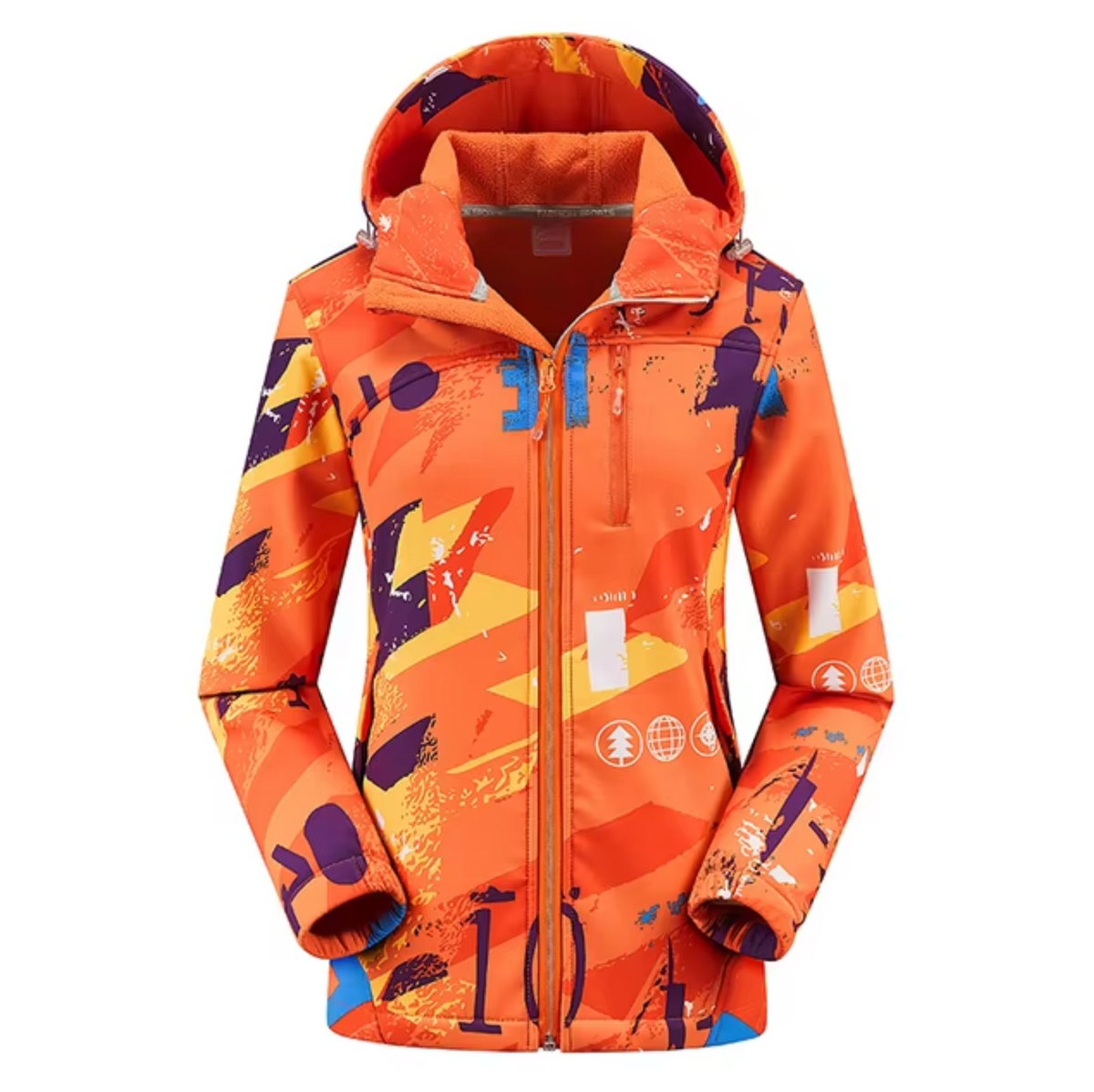 Women's Printed Hooded Softshell Jacket with Waterproof Finish